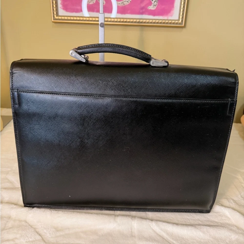 Prada Black Saffiano Leather Briefcase